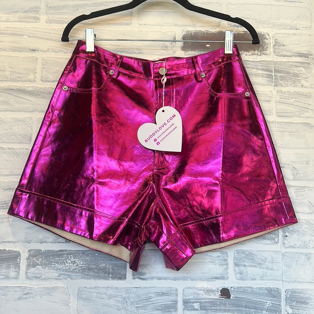 Buddy Love Pink Leather Shorts